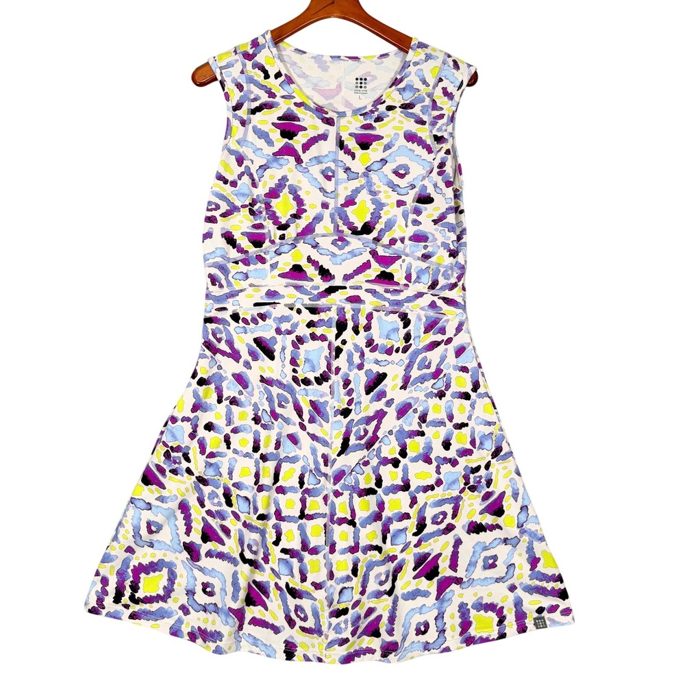 Title Nine‎ Dream Dress Large Purple White Zip Pocket Pickleball Hiking Outdoors